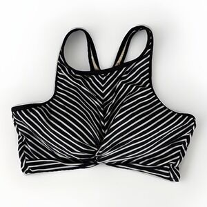 Kona Sol Bikini Top Womens XL Black White Striped Lined Swimwear‎ Twisted Front